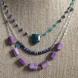 Purple/ teal layering necklaces/ earrings
